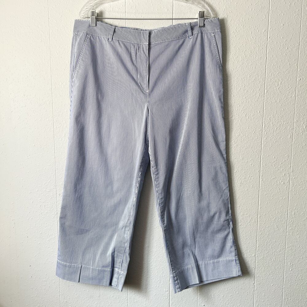 Talbots Pin Striped Cropped Pants Womens 16 Cotton Stretch Nautical Minimalist